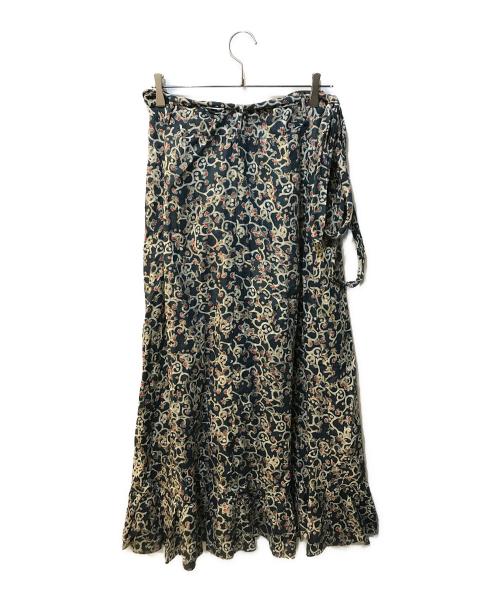 ISABEL MARANT ETOILE（イザベルマランエトワール）ISABEL MARANT ETOILE (イザベルマランエトワール) Printed Linen Wrap Skirt ネイビー サイズ:34の古着・服飾アイテム