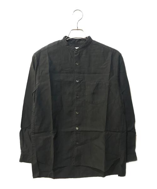 nestrobe confect（ネストローブ コンフェクト）nestrobe confect (ネストローブ コンフェクト) ハイカウントリネンバンドカラーシャツ ブラック サイズ:3の古着・服飾アイテム