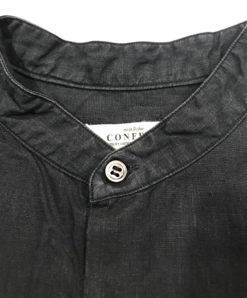 nestrobe confect（ネストローブ コンフェクト）nestrobe confect (ネストローブ コンフェクト) ハイカウントリネンバンドカラーシャツ ブラック サイズ:3の古着・服飾アイテム