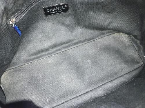 CHANEL（シャネル）CHANEL (シャネル) ストロー×キャビアスキン 2WAYハンドバッグ ブラック×ネイビーの古着・服飾アイテム