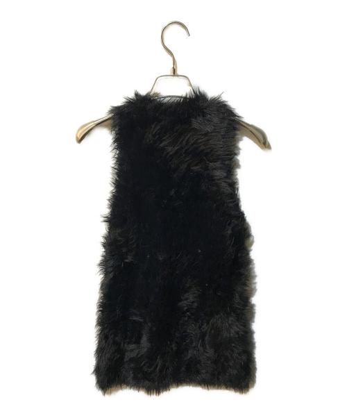 anuans（アニュアンス）anuans (アニュアンス) ファーライクノースリーブニットトップス ブラック サイズ:Freeの古着・服飾アイテム