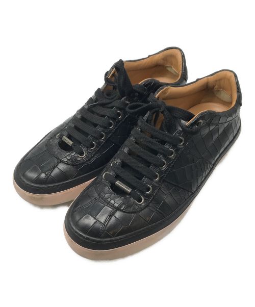 JIMMY CHOO（ジミーチュウ）JIMMY CHOO (ジミーチュウ) クロコ型押しレザースニーカー ブラック サイズ:40の古着・服飾アイテム