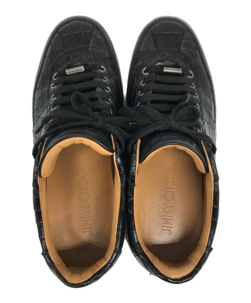 JIMMY CHOO（ジミーチュウ）JIMMY CHOO (ジミーチュウ) クロコ型押しレザースニーカー ブラック サイズ:40の古着・服飾アイテム