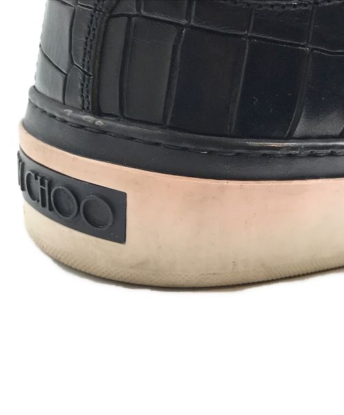 JIMMY CHOO（ジミーチュウ）JIMMY CHOO (ジミーチュウ) クロコ型押しレザースニーカー ブラック サイズ:40の古着・服飾アイテム
