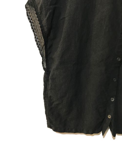 nest Robe（ネストローブ）nest Robe (ネストローブ) リネン近江晒しレース2wayベスト ブラック サイズ:Freeの古着・服飾アイテム