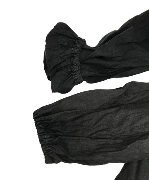 nest Robe（ネストローブ）nest Robe (ネストローブ) UpcycleLino バックVネックレースギャザーワンピース ブラック サイズ:Freeの古着・服飾アイテム