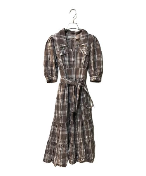 HER LIP TO（ハーリップトゥ）HER LIP TO (ハーリップトゥ) Bergamo Plaid Tiered Long Dress ブラウン サイズ:Mの古着・服飾アイテム