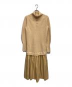 Adam et Ropeアダム エ ロペ）の古着「ドッキングニットワンピース」｜ベージュ
