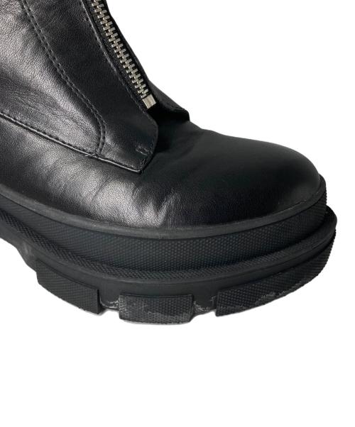 MOHI（モヒ）MOHI (モヒ) フロントジップソフトレザーショートブーツ ブラック サイズ:37の古着・服飾アイテム