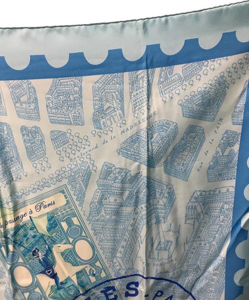 HERMES（エルメス）HERMES (エルメス) カレ90 de passage a paris パリの通路 スカイブルーの古着・服飾アイテム