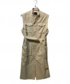 CABANキャバン）の古着「ポリエステルコットンポプリン ロングジレ」｜ベージュ