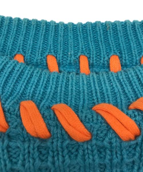 MAISON SPECIAL（メゾンスペシャル）MAISON SPECIAL (メゾンスペシャル) 鬼ワッフルクレイジーステッチクルーネックニット ブルー サイズ:1の古着・服飾アイテム