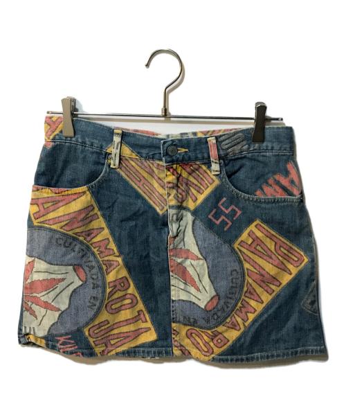 Hysteric Glamour（ヒステリックグラマー）Hysteric Glamour (ヒステリックグラマー) 総柄デニムミニスカート ブルー サイズ:Freeの古着・服飾アイテム