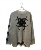 pinkspinkピンクスピンク）の古着「ミラーシャイニールーズ厚手セーター」｜シルバー