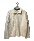 LACOSTEラコステ）の古着「クレイジーニッティングハイネックジップカーディガン」｜ホワイト