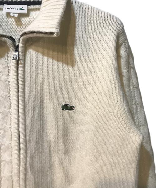 LACOSTE（ラコステ）LACOSTE (ラコステ) クレイジーニッティングハイネックジップカーディガン ホワイト サイズ:Lの古着・服飾アイテム