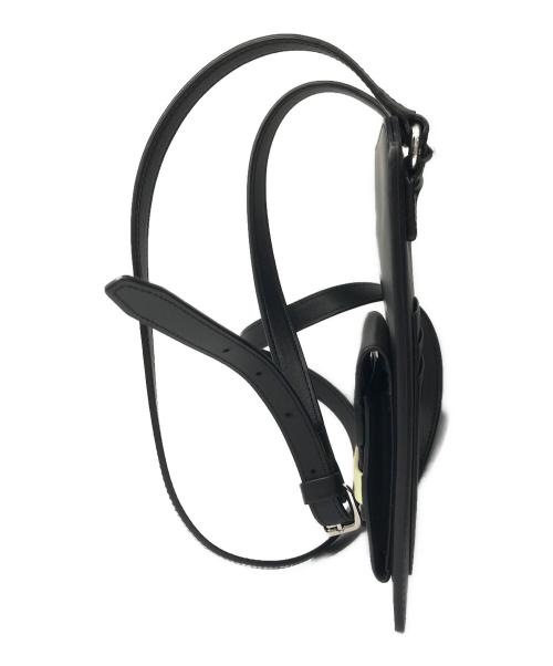 LACOSTE（ラコステ）LACOSTE (ラコステ) レザースマホショルダーポーチ ブラックの古着・服飾アイテム