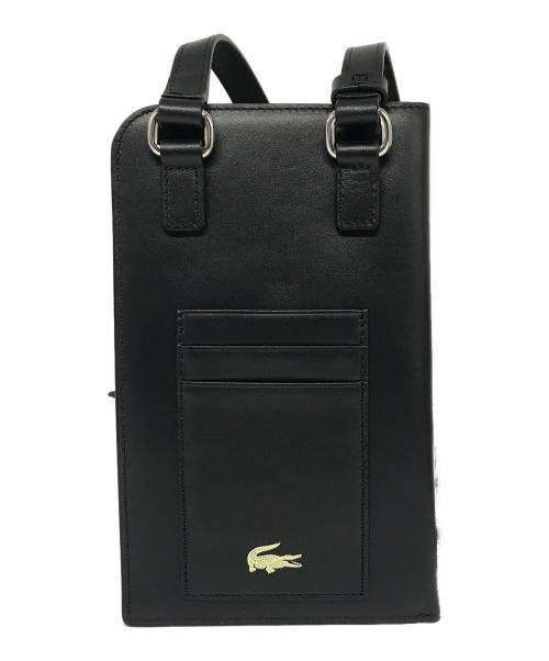 LACOSTE（ラコステ）LACOSTE (ラコステ) レザースマホショルダーポーチ ブラックの古着・服飾アイテム