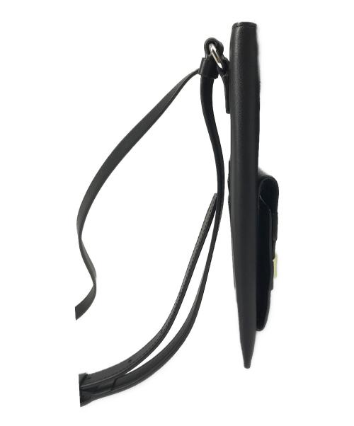 LACOSTE（ラコステ）LACOSTE (ラコステ) レザースマホショルダーポーチ ブラックの古着・服飾アイテム