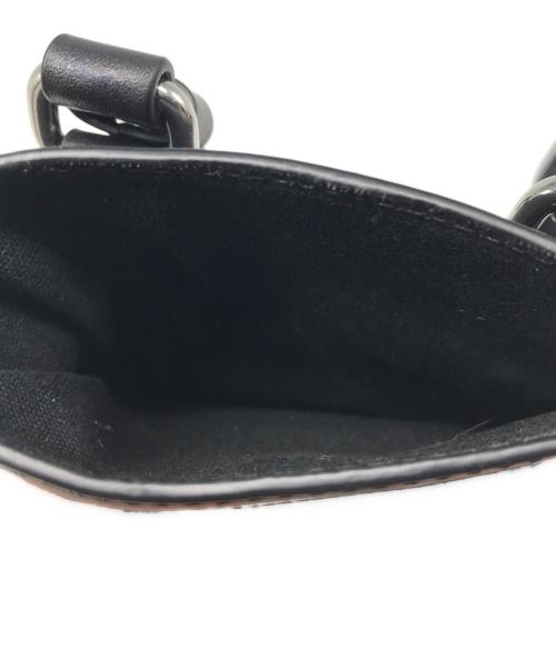 LACOSTE（ラコステ）LACOSTE (ラコステ) レザースマホショルダーポーチ ブラックの古着・服飾アイテム