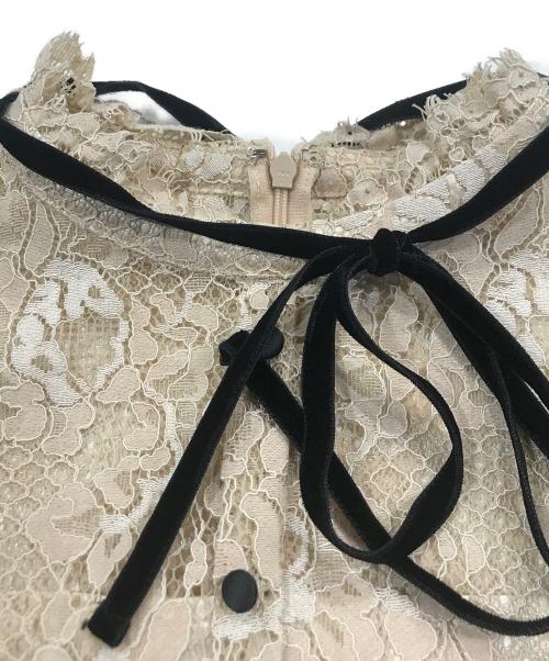 CELFORD（セルフォード）CELFORD (セルフォード) ボウタイ レース ワンピース ベージュ サイズ:Mの古着・服飾アイテム