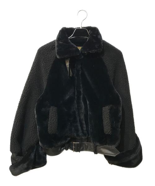 la belle etude（ラベルエチュード）la belle etude (ラベルエチュード) レザーベルトボリュームボアジャケット ブラック サイズ:Freeの古着・服飾アイテム