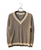 GRAN SASSOグランサッソ）の古着「ローゲージリネンコットンVネックチルデンニット」｜グレー