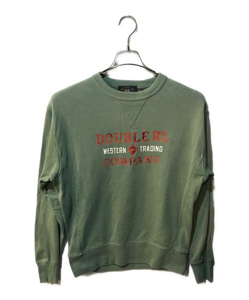 RRL（ダブルアールエル）RRL (ダブルアールエル) WESTERN TRADING ロゴプリントスウェット グリーン サイズ:Mの古着・服飾アイテム