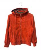 SILENCEサイレンス）の古着「ゴートスエードフードブルゾン」｜オレンジ
