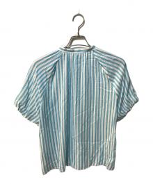 TOMORROW LAND collection（トゥモローランドコレクション）の古着「トラックストライプ パフスリーブブラウス」｜ブルー
