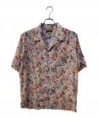 TOMORROW LANDトゥモローランド）の古着「インドコットン フラワーペイズリープリント ショートスリーブシャツ」｜ブルー