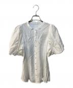 FRAY IDフレイ アイディー）の古着「パフスリーブペプラムブラウス」｜ホワイト