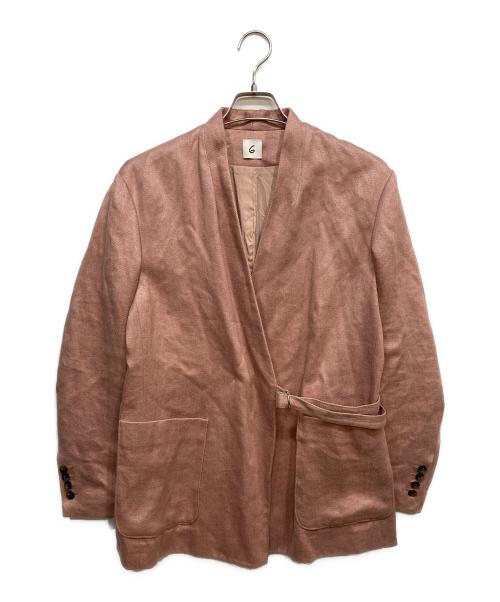 6(ROKU) BEAUTY&YOUTH（ロク ビューティーアンドユース）6(ROKU) BEAUTY&YOUTH (ロク ビューティーアンドユース) HEAVY LINEN JACKET ピンク サイズ:Mの古着・服飾アイテム