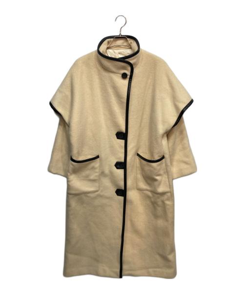 hudson's bay（ハドソンズバイ）hudson's bay (ハドソンズバイ) レザー パイピング ウール コート アイボリー サイズ:14の古着・服飾アイテム