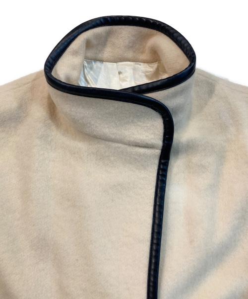 hudson's bay（ハドソンズバイ）hudson's bay (ハドソンズバイ) レザー パイピング ウール コート アイボリー サイズ:14の古着・服飾アイテム