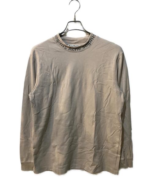 Acne studios（アクネ ストゥディオス）Acne studios (アクネ ストゥディオス) ロゴリブネックロングスリーブ長袖Tシャツ ベージュ サイズ:XSの古着・服飾アイテム