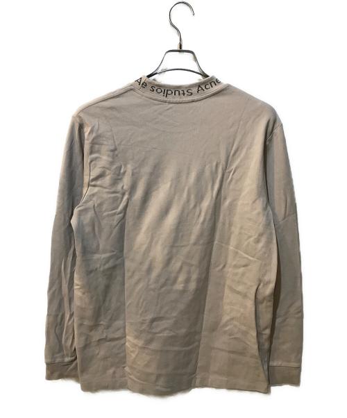 Acne studios（アクネ ストゥディオス）Acne studios (アクネ ストゥディオス) ロゴリブネックロングスリーブ長袖Tシャツ ベージュ サイズ:XSの古着・服飾アイテム