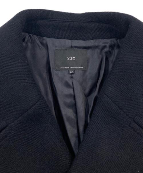 23区（ニジュウサンク）23区 (ニジュウサンク) ヘリンボーン ショート ピーコート ネイビー サイズ:Mの古着・服飾アイテム