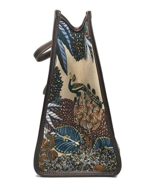 ear PAPILLONNER（イアパピヨネ）ear PAPILLONNER (イアパピヨネ) トラ柄 コットン×レザートートバッグ マルチカラーの古着・服飾アイテム