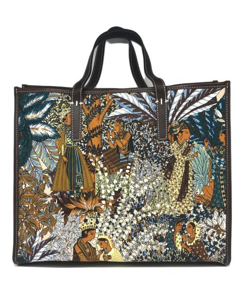 ear PAPILLONNER（イアパピヨネ）ear PAPILLONNER (イアパピヨネ) トラ柄 コットン×レザートートバッグ マルチカラーの古着・服飾アイテム