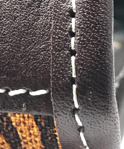 ear PAPILLONNER（イアパピヨネ）ear PAPILLONNER (イアパピヨネ) トラ柄 コットン×レザートートバッグ マルチカラーの古着・服飾アイテム