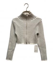 Snidel（スナイデル）の古着「フロントジップニットプルオーバー」｜ホワイト×ブラック