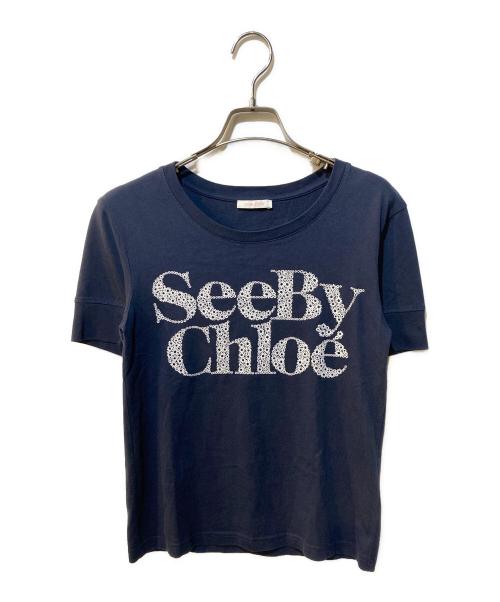 SEE BY CHLOE（シーバイクロエ）SEE BY CHLOE (シーバイクロエ) プリントTシャツ ネイビー サイズ:XSの古着・服飾アイテム