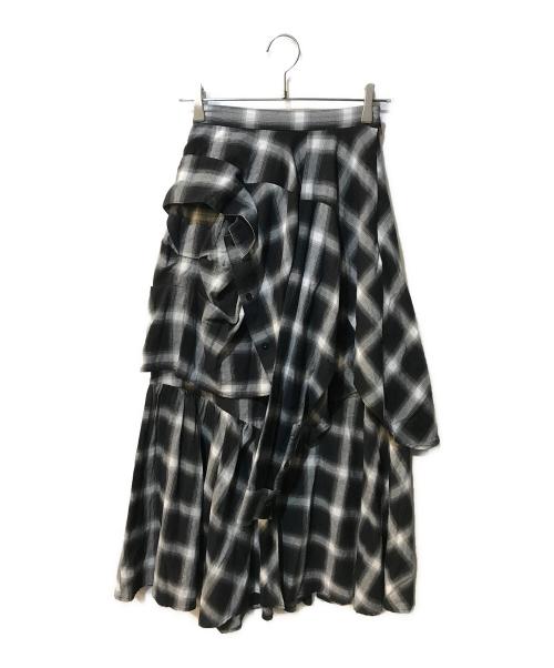 SLY（スライ）SLY (スライ) PLAID LAYERED ロングスカート グレー×ブラック サイズ:1の古着・服飾アイテム