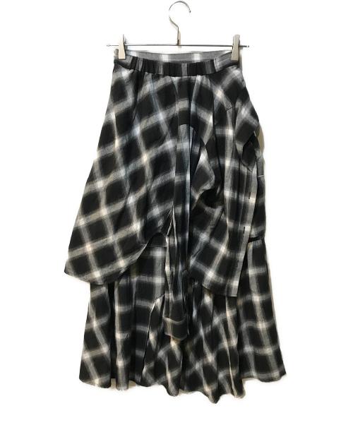 SLY（スライ）SLY (スライ) PLAID LAYERED ロングスカート グレー×ブラック サイズ:1の古着・服飾アイテム
