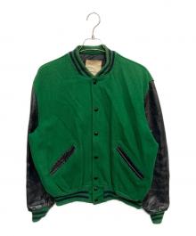 DeLonghi（デロンギ）の古着「レザー切替スタジャン」｜ブラック×グリーン