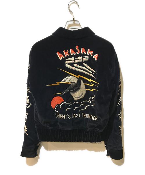 KOZABURO（コウザブロウ）KOZABURO (コウザブロウ) Navy Velour Orients Souvenir JKT オリーブ サイズ:1の古着・服飾アイテム