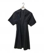 TOMORROW LAND collectionトゥモローランドコレクション）の古着「コンパクトブロード ギャザーワンピース」｜ネイビー