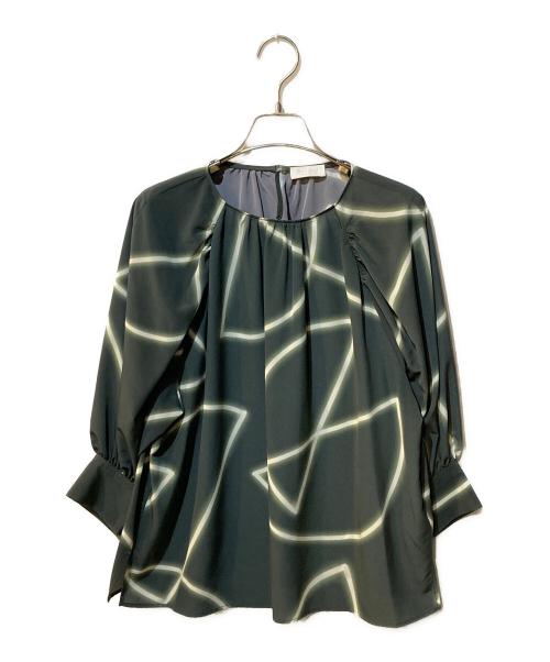 BALLSEY（ボールジィ）BALLSEY (ボールジィ) ネオンチューブプリント ギャザーブラウス グリーン サイズ:36の古着・服飾アイテム