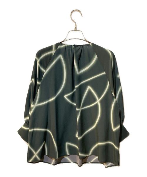 BALLSEY（ボールジィ）BALLSEY (ボールジィ) ネオンチューブプリント ギャザーブラウス グリーン サイズ:36の古着・服飾アイテム